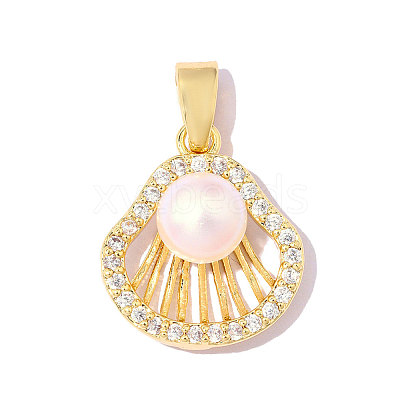 Brass Clear Cubic Zirconia Pendants KK-OY001-09G-1