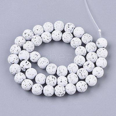 Spray Painted Natural Lava Rock Beads Strands G-N0324-D-10-1