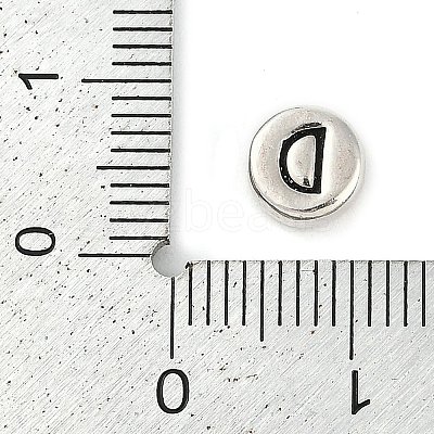 925 Sterling Silver Flat Round with Letter Beads LS-STER-G044-01AS-D-1