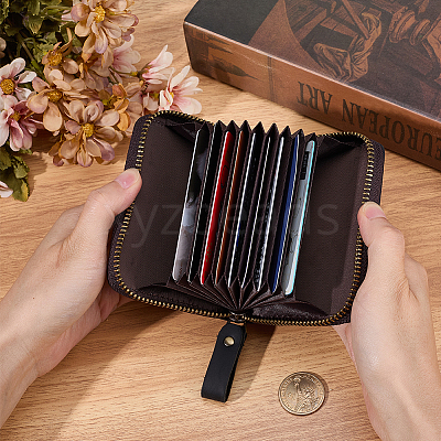 Rectangle Leather Credit Card Wallets for Women Men AJEW-WH20001-31C-1