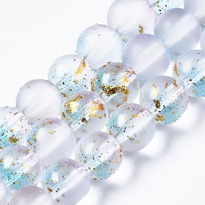 Frosted Spray Painted Glass Beads Strands X-GLAA-N035-03C-C07-1
