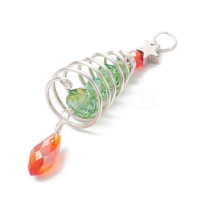 3Pcs 3 Colors Christmas Theme Copper Wired Glass Big Pendants PALLOY-JF02857-1