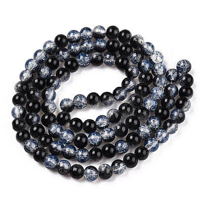 Transparent Crackle Baking Paint Glass Beads Strands DGLA-T003-01C-01-1
