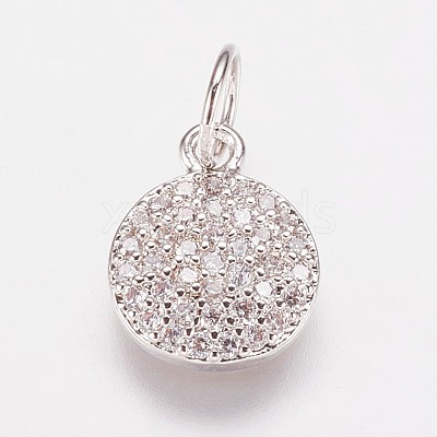 Brass Cubic Zirconia Pendants ZIRC-K070-21-1