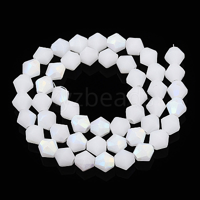Imitation Jade Bicone Frosted Glass Bead Strands LS-EGLA-A039-J6mm-MB06-1