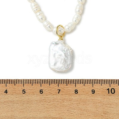 Adjustable Baroque Natural Keshi Pearl Pendant Natural Pearl Rice Beaded Lariat Necklaces for Women NJEW-JN06343-02-1
