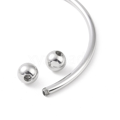 Non-Tarnish Screw End Ball 304 Stainless Steel Wire Open Cuff Bangle BJEW-F435-02P-1