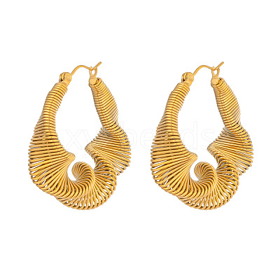 Twist 304 Stainless Steel Hoop Earrings JE2678-1-1