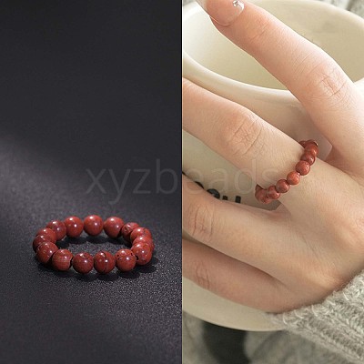 Natural Red Jasper Stretchy Finger Rings FS-WG01730-10-1