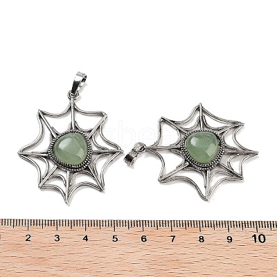 Natural Green Aventurine Spider Web Pendants G-Q163-09AS-07-1