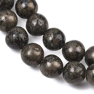Natural Pyrite Beads Strands G-P303-01-6mm-16-1
