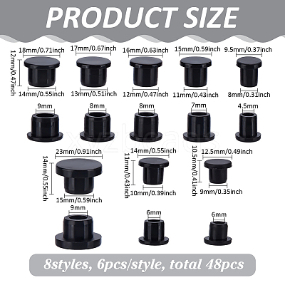 48Pcs 8 Styles Silicone End Caps FIND-FG0004-54B-1