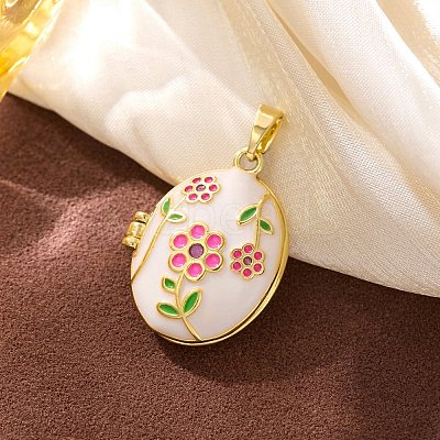 Brass Enamel Locket Pendants KK-F912-05B-G-1