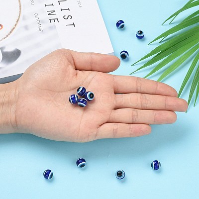 Round Evil Eye Resin Beads RESI-R159-10mm-08-1