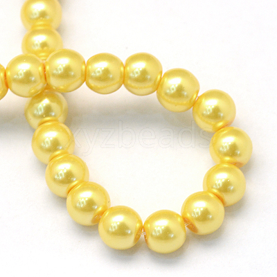 Baking Paint Pearlized Glass Pearl Round Bead Strands X-HY-Q003-10mm-67-1
