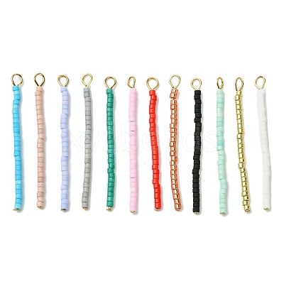 Cylinder Seed Beads with 304 Stainless Steel Flat Head Pins Pendants PALLOY-JF03293-1