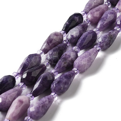 Natural Lepidolite/Purple Mica Stone Beads Strands G-B028-A06-1