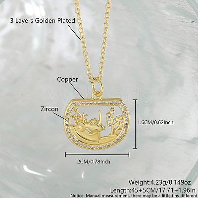 Ocean Summer Brass Pave Clear Cubic Zirconia Pendant Necklaces FS-WG8D1A7-33-1