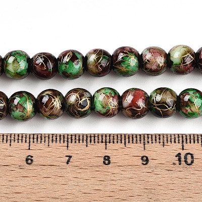 Baking Paint Glass Beads Strands DGLA-N003-8mm-B07-1