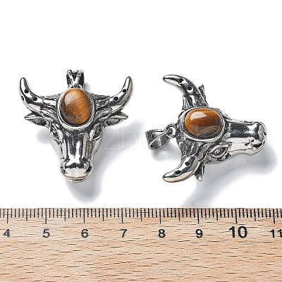 Natural Tiger Eye Pendant G-H083-03AS-02-1