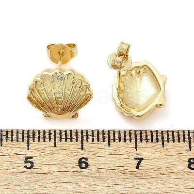Brass Stud Earrings EJEW-R032-02G-1