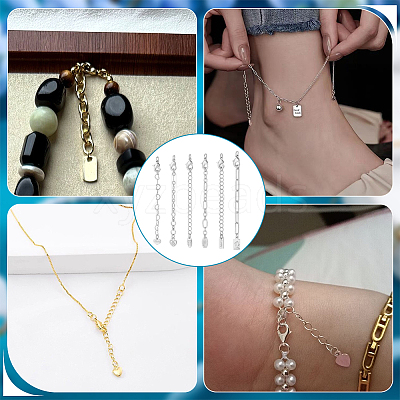 6Pcs 6 Styles Brass Ends with Chain FIND-PH0060-21P-1