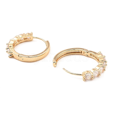 Brass Micro Pave Cubic Zirconia Hoop Earrings EJEW-D078-16KCG-1