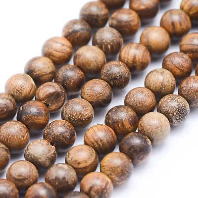 Natural African Padauk Wood Beads Strands WOOD-P011-02-10mm-1