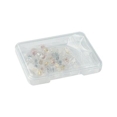 40Pcs 4 Colors Long-Lasting Plated Brass Silicone Ear Nuts KK-FS0001-49-1