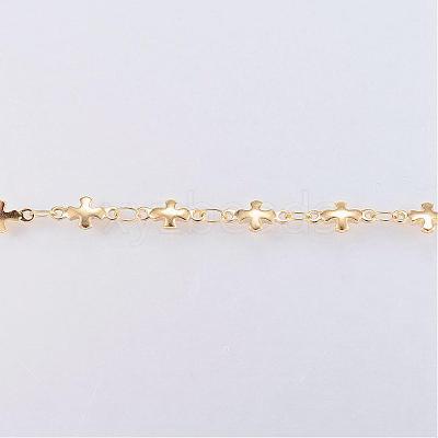 Handmade Ion Plating(IP) 304 Stainless Steel Bar Link Chains STAS-G038-24G-1