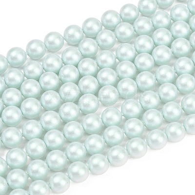 Frosted Glass Pearl Beads Strands GLAA-A044-08A-05-1
