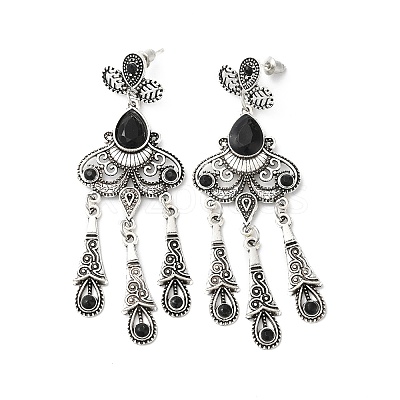 Resin Moth Chandelier Earrings EJEW-D054-05AS-02-1
