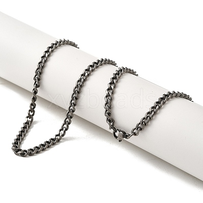 Retro 304 Stainless Steel Cuban Link Chain Necklaces NJEW-L173-027AS-01-1