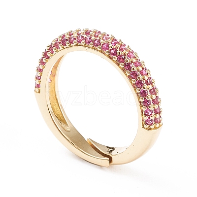 Adjustable Brass Micro Pave Cubic Zirconia Cuff Rings RJEW-L098-007C-G-1