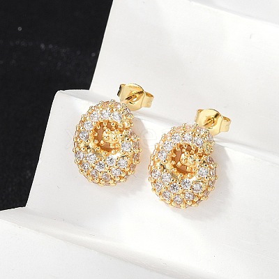 Brass Micro Pave Cubic Zirconia Stud Earrings EJEW-Z091-04G-G-1