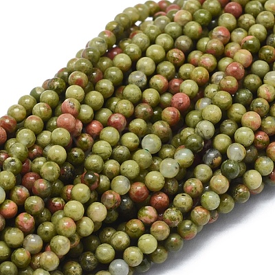 Natural Unakite Beads Strands G-A177-04-04-1