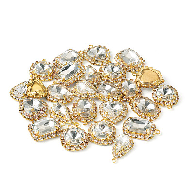 30Pcs 5 Styles Crystal Glass Rhinestone Pendants RB-TA0001-09-1