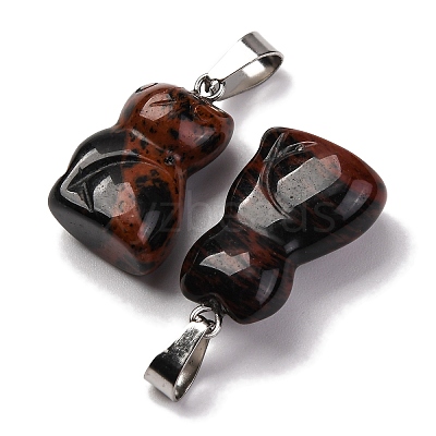 Natural Mahogany Obsidian Pendants G-B127-08P-06-1