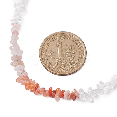 Natural Carnelian & Rose Quartz & Quartz Crystal Chip Beaded Necklaces NJEW-JN05099-03-1