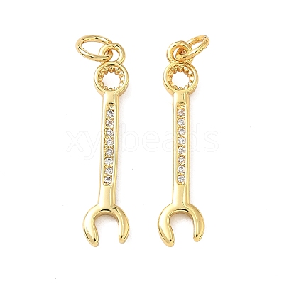 Brass Micro Pave Clear Cubic Zirconia Pendants KK-F930-26A-G-1