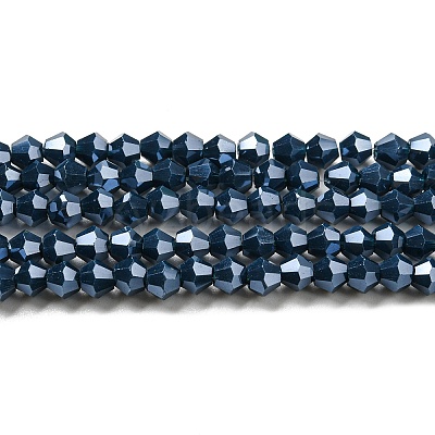 Opaque Solid Color Electroplate Glass Beads Strands GLAA-F029-P4mm-C09-1