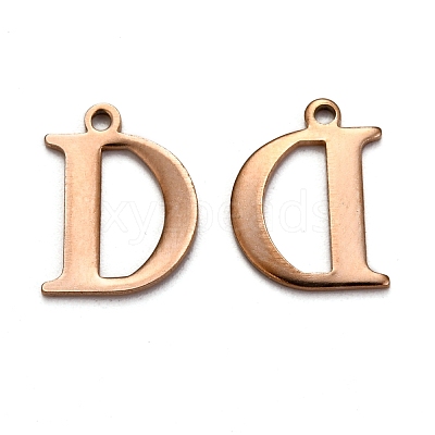 Ion Plating(IP) 304 Stainless Steel Alphabet Charms STAS-H122-D-RG-1