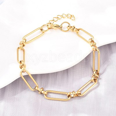 304 Stainless Steel Paperclip Chains Bracelet & Necklace Jewelry Sets SJEW-L199-02G-1