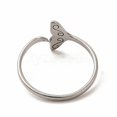 201 Stainless Steel Whale Tail Open Cuff Ring for Women RJEW-K239-01P-1-1