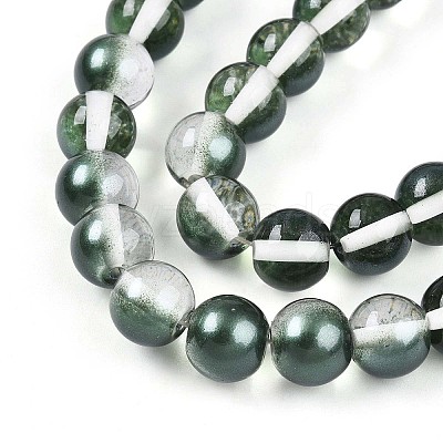 Baking Paint Transparent Glass Beads Strands DGLA-N011-10mm-07-1