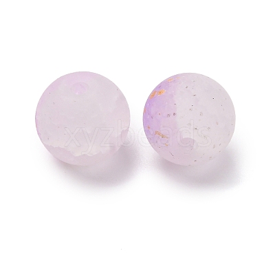 Frosted Baking Paint Crackle Glass Beads with Glitter Powder X1-DGLA-T004-8mm-01E-1