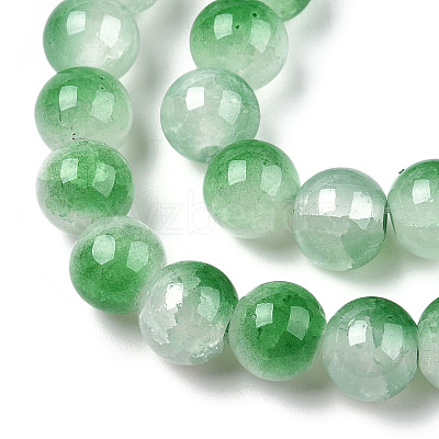 Crackle Baking Paint Imitation Jade Glass Beads Strands DGLA-T003-10mm-07-1