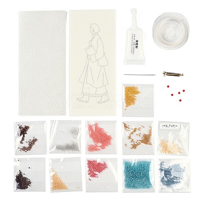 MIYUKI Seed Beads Walking Girls Brooch Making Kits DIY-H165-01E-1
