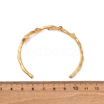 304 Stainless Steel Rhinestone Cuff Bangles for Women BJEW-L610-23G-1