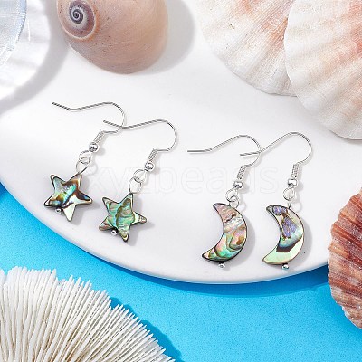 Natural Abalone Shell/Paua Shell Dangle Earring EJEW-JE05915-1